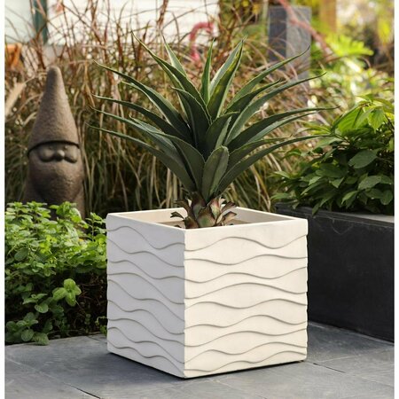 GRILLTOWN Luxen Home White MgO Wavy Design Square Planter GR3279353